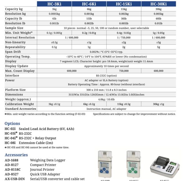 A&D HC-3Ki cân đếm hiệu suất cao 3Kg/ 0.1g/ 600,000pcs) - 画像 (3)